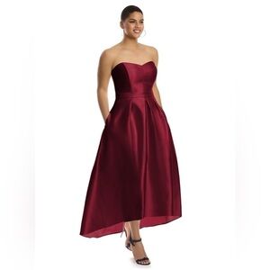 Alfred Sung Strapless High/Low Ballgown - Burgundy